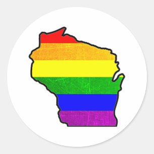 Autocollants du Wisconsin d'arc-en-ciel de gay