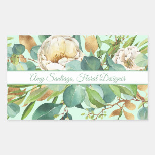 Autocollants élégants aquarelle florale vert et or