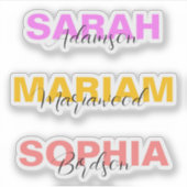 Autocollants élégants avec nom complet en couleur  (Devant)