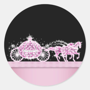Autocollants Élégants Carrosse Diamant Rose Prince