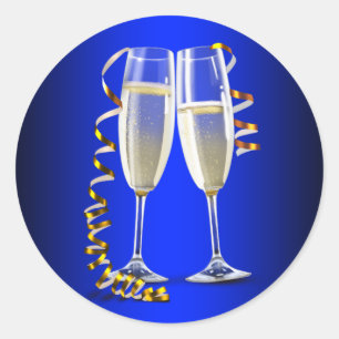 Autocollants élégants de verres à champagne en ble