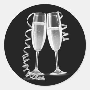 Autocollants élégants pour verre à champagne noir 