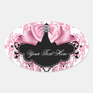 Autocollants élégants rose et noir damassé