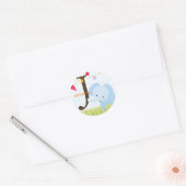 Autocollants Éléphant Bleu/ajouter monogramme (Enveloppe)