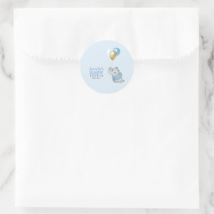 Autocollants Éléphant Bleu Baby Shower