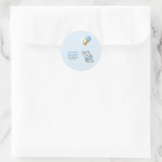 Autocollants Éléphant Bleu Baby Shower
