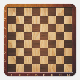 Autocollants en bois carrés de jeu d'échecs