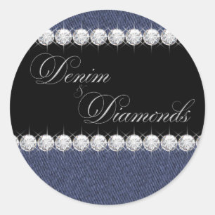 Autocollants en Denim Élégant et Diamants