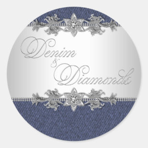 Autocollants en Denim Élégant et Diamants
