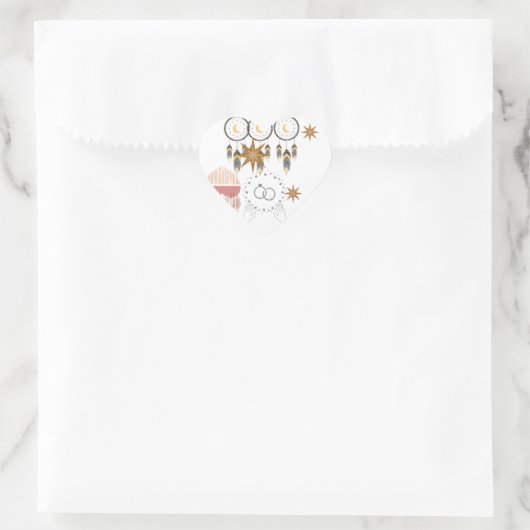 Autocollants en forme de cœur pour mariage bohème (Sac)