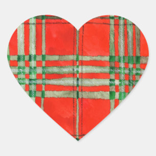 Autocollants en forme de coeur TARTAN SCOTT ROUGE