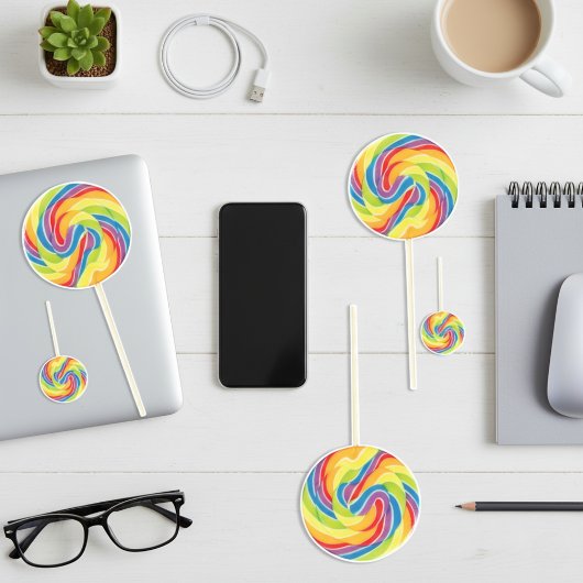 Autocollants en forme de sucette tourbillon arc-en