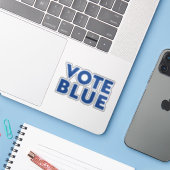 Autocollants en lettres bleues "Vote Blue" (Ordinateur portable avec iPhone)