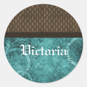 Autocollants en métal Steampunk, Turquoise
