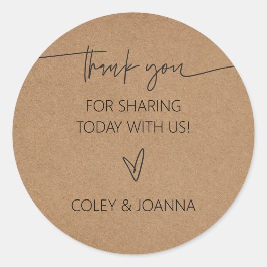 Autocollants en papier kraft Merci (Devant)
