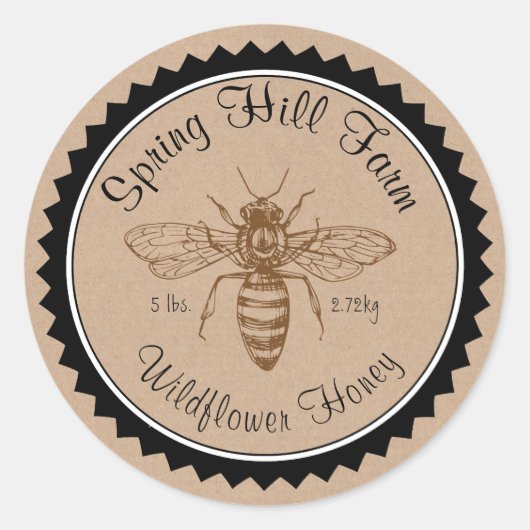 Autocollants en papier kraft pour pot de miel dess (Devant)