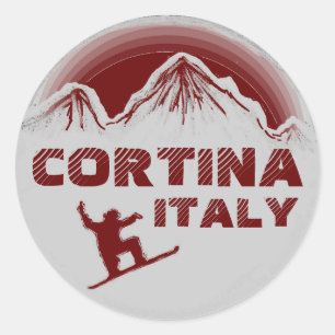 Autocollants en snowboard rouge Cortina Italie