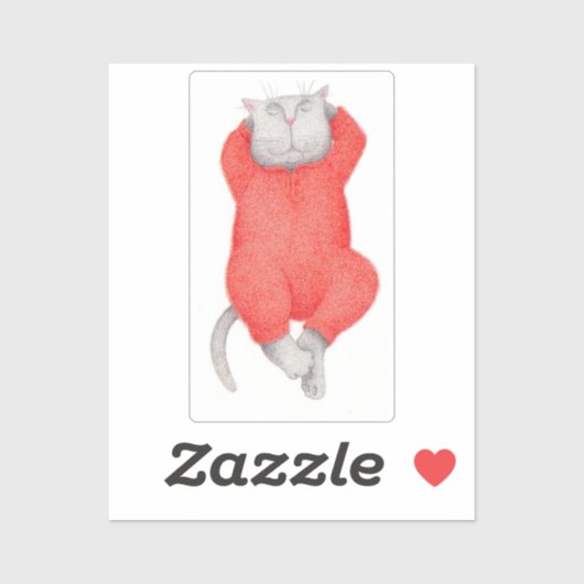 AUTOCOLLANTS EN VINYLE CHAT ROUGE LONG JOHNS 2"X2" (Feuille)