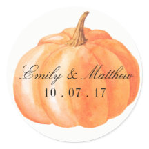 Autocollants Étiquette Mariage de automne Citrouil