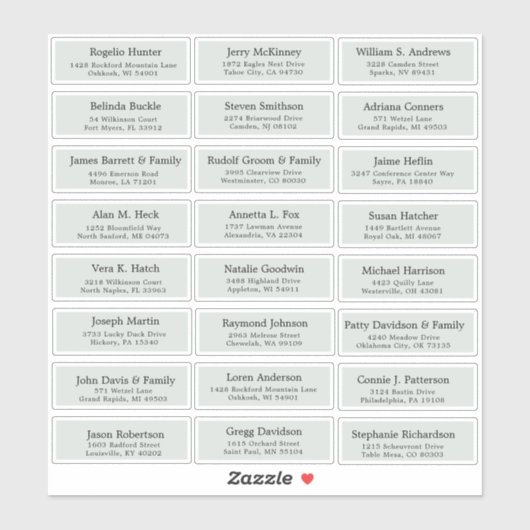 Autocollants étiquettes de adresse invités mariage (Feuille)