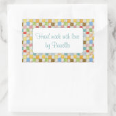 Autocollants "Fait Main" Rectangle CRAZY QUILT (Sac)