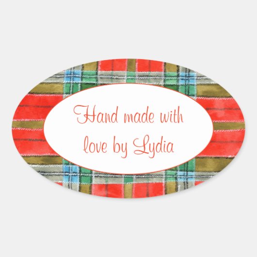 Autocollants "Faits main" Oval MAC BAIN TARTAN (Devant)