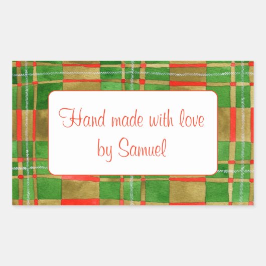 Autocollants "Faits Main" Rectangle Tartan MAC GRE (Devant)