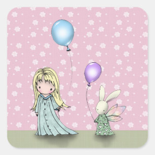 Autocollants Fille d'anniversaire et Lapin avec Ba