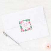 Autocollants Fleur Aquarelle Rose et Vert (Enveloppe)