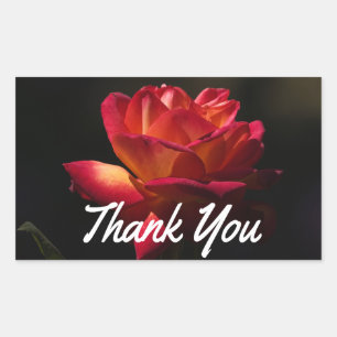 Autocollants Fleur Noire Merci Rose Rouge Vintage