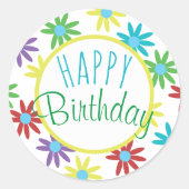 Autocollants Fleuris Colorés Joyeux Anniversaire (Devant)