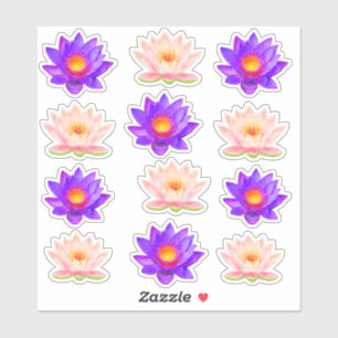 Autocollants Fleurs de Lotus Violet & Rose