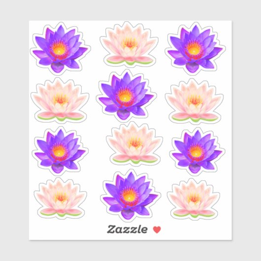 Autocollants Fleurs de Lotus Violet & Rose (Feuille)