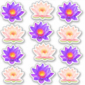 Autocollants Fleurs de Lotus Violet & Rose (Devant)