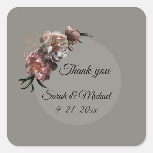 autocollants Fleurs de Pivoines invitations de mar (Devant)