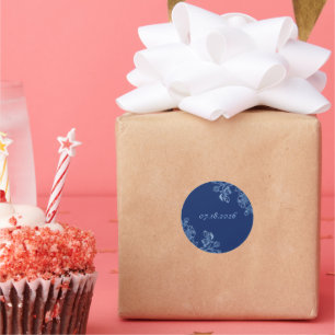 Autocollants Floraux Bleus et Blancs