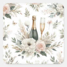 Autocollants Floraux Champagne Rosé