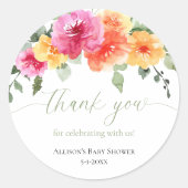 Autocollants floraux de pivoines roses orange vif (Devant)