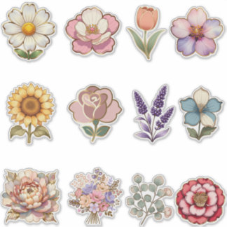 Autocollants Floraux Élégants avec Contour Doré –
