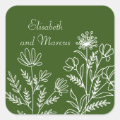 Autocollants floraux mariages vert olive (Devant)