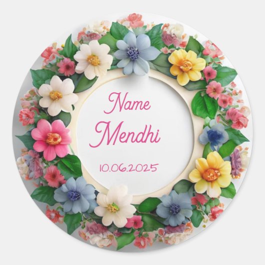 Autocollants floraux mendhi faveur (Devant)