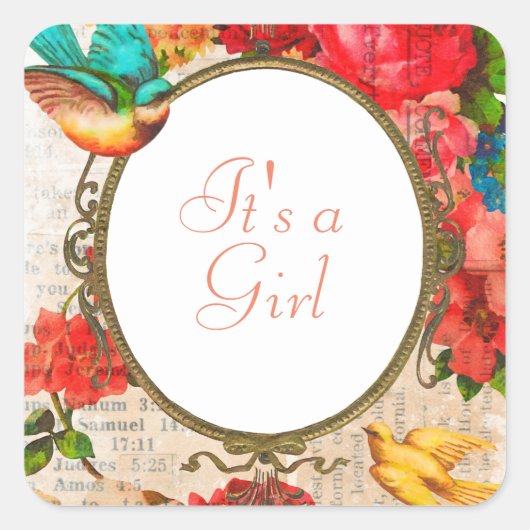 Autocollants FrameSquare à aquarelle de style rétr (Devant)