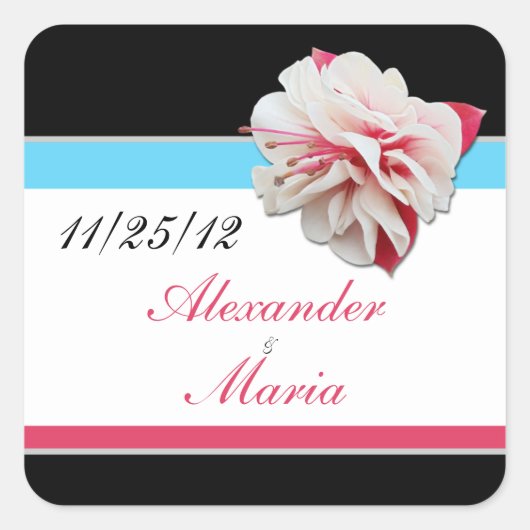 Autocollants Fuchsia Flower Pink & Aqua Wedding (Devant)