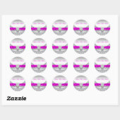 Autocollants Fuchsia Silver Lace Diamond Bow (Feuille)