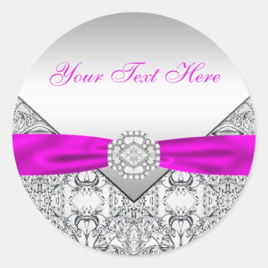 Autocollants Fuchsia Silver Lace Diamond Bow (Devant)