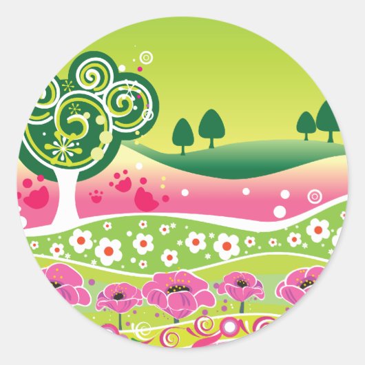 Autocollants Funky Green Pink Landscape (Devant)
