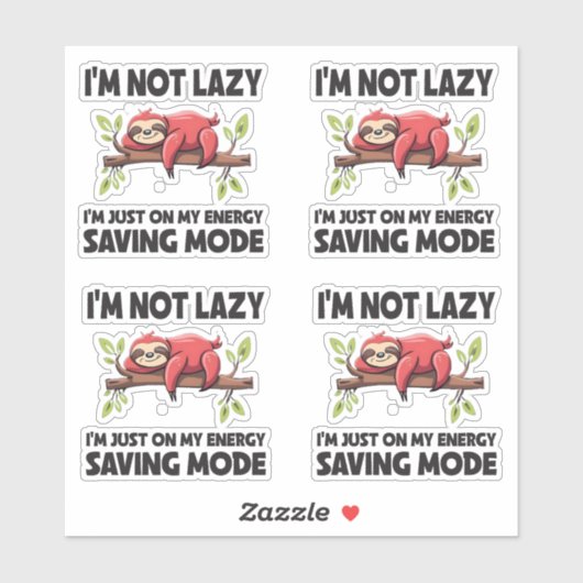 Autocollants Funny Lazy Sloth Energy Saving Mode (Feuille)