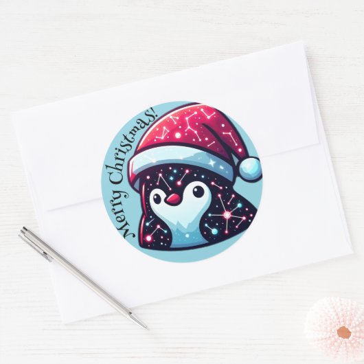 Autocollants Galaxie Pingouin | Thème spatial  (Enveloppe)