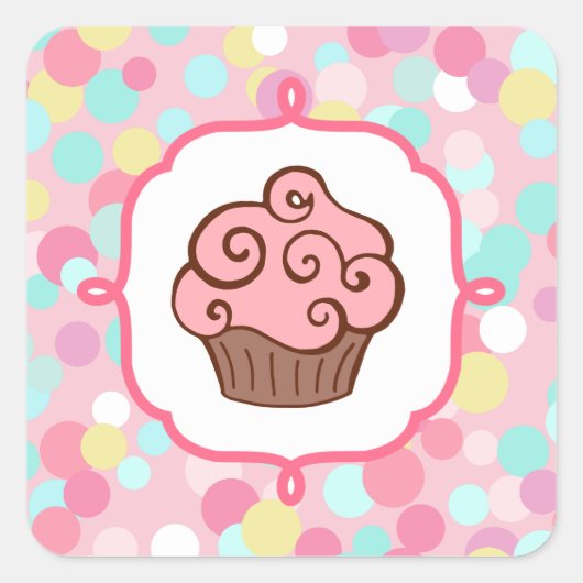 Autocollants Gâteau Rose Pastel (Devant)