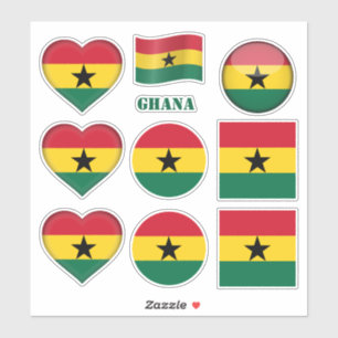 Autocollants Ghana & Drapeau ghanéen, Cœur /sports